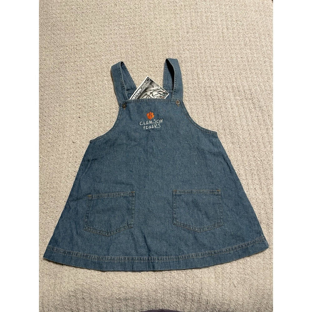 Girls Clemson Tigers Dress, Size 5/6 Rabbit Skins Denim 100% Cotton